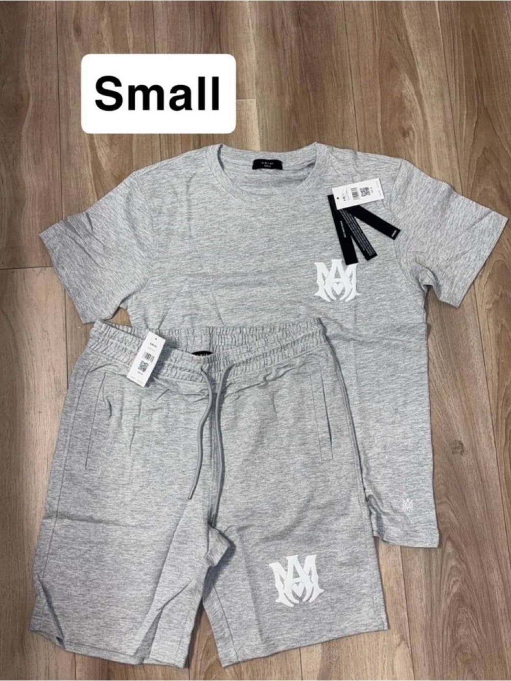Amiri NWT men’s small set shorts & shirt grey never opened